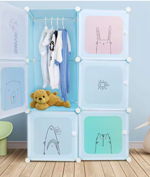 Modulaire Kinderkast met 6 Vakken – Kunststof Opbergkast en Organizer