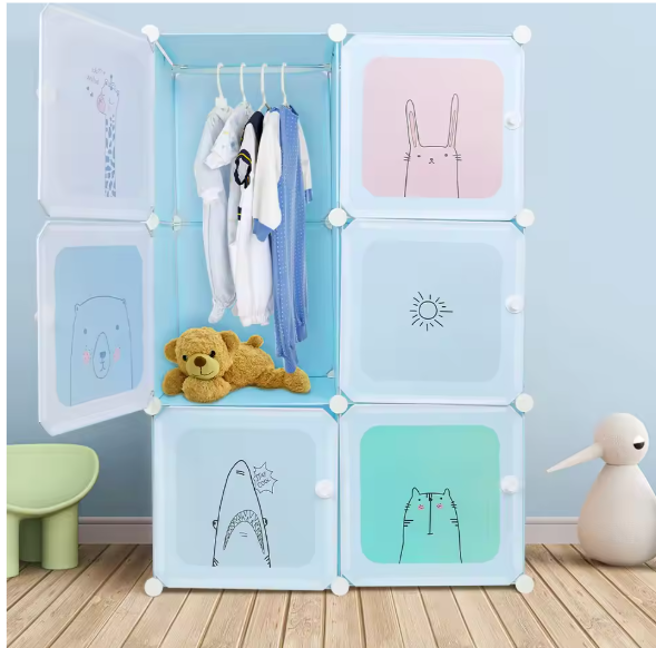 Modulaire Kinderkast met 6 Vakken – Kunststof Opbergkast en Organizer