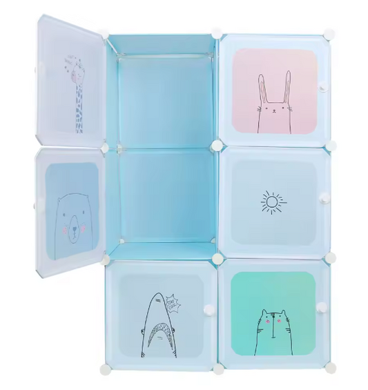 Modulaire Kinderkast met 6 Vakken – Kunststof Opbergkast en Organizer