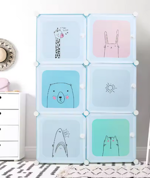 Modulaire Kinderkast met 6 Vakken – Kunststof Opbergkast en Organizer