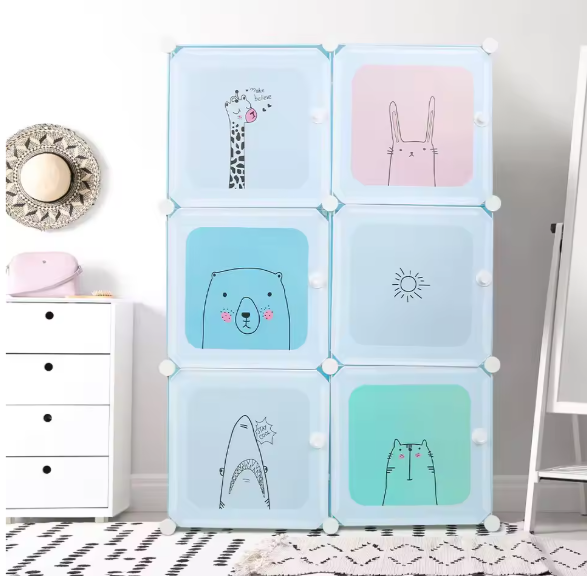 Modulaire Kinderkast met 6 Vakken – Kunststof Opbergkast en Organizer