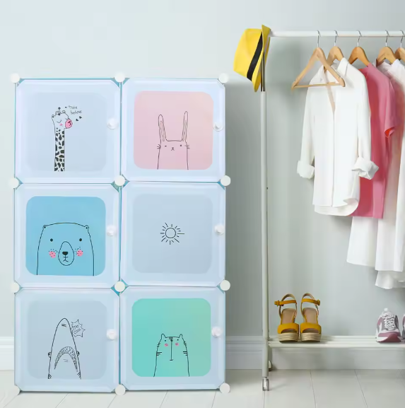 Modulaire Kinderkast met 6 Vakken – Kunststof Opbergkast en Organizer