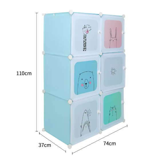 Modulaire Kinderkast met 6 Vakken – Kunststof Opbergkast en Organizer