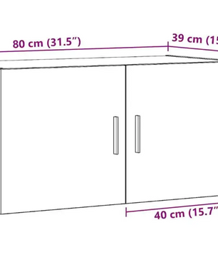 Houten Wandkast met 2 Deuren – MDF Opbergkast in Eikenlook, Modern Design