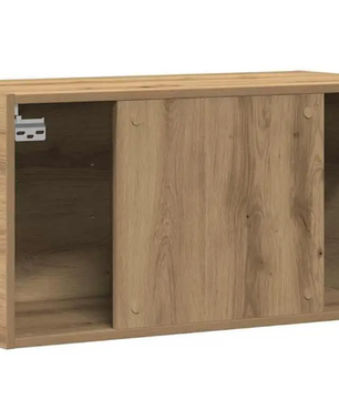 Houten Wandkast met 2 Deuren – MDF Opbergkast in Eikenlook, Modern Design