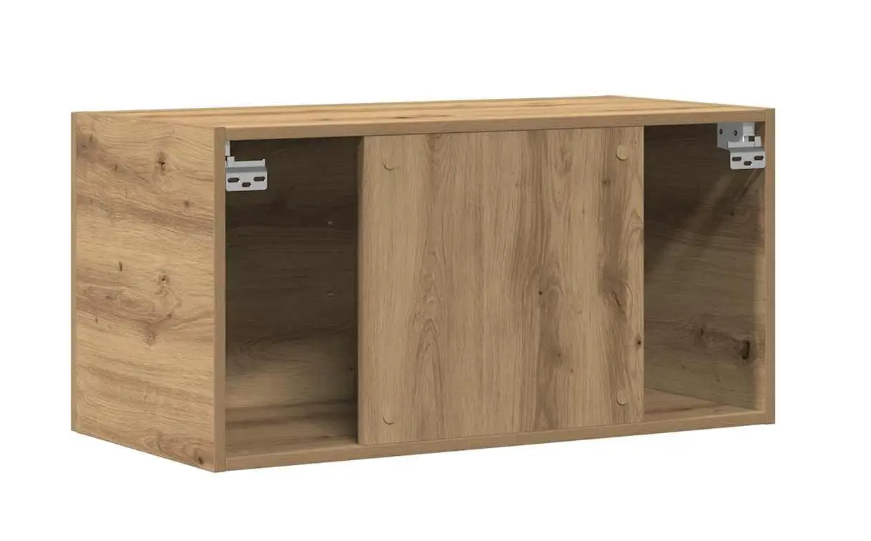 Houten Wandkast met 2 Deuren – MDF Opbergkast in Eikenlook, Modern Design