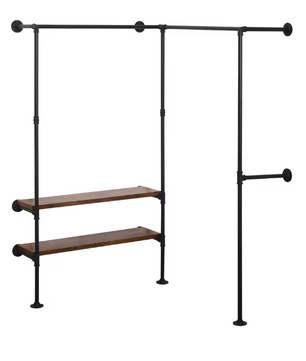 Wandgarderobe met Planken – Industrieel Kledingrek van Metaal en Hout 130×187×130 cm