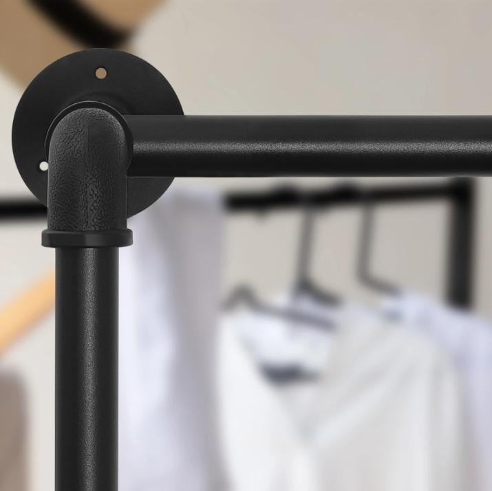 Wandgarderobe met Planken – Industrieel Kledingrek van Metaal en Hout 130×187×130 cm