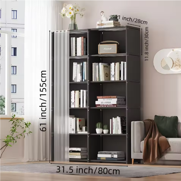 Stoffen Garderobekast met Stalen Frame – Ruime Opbergkast met Planken