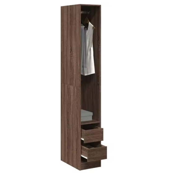 Smalle Garderobekast in Eikenlook – Houten Opbergkast 30×50×200 cm