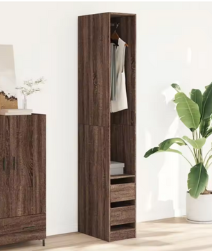 Smalle Garderobekast in Eikenlook – Houten Opbergkast 30×50×200 cm