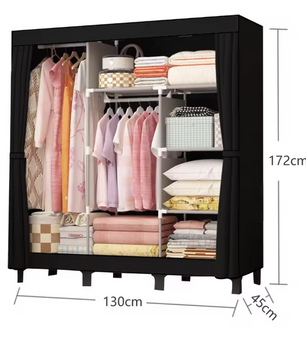 Waterdichte Stoffen Garderobekast – Opvouwbare Kledingkast 130×45×172 cm