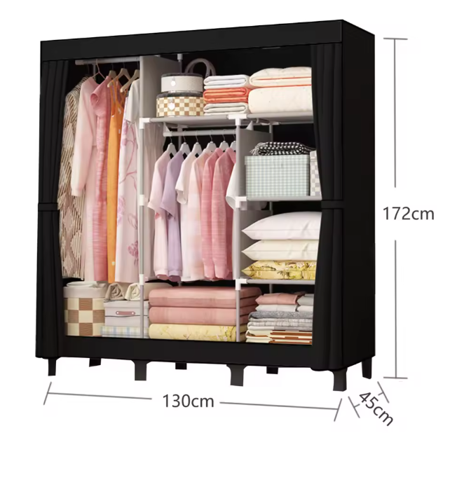 Waterdichte Stoffen Garderobekast – Opvouwbare Kledingkast 130×45×172 cm