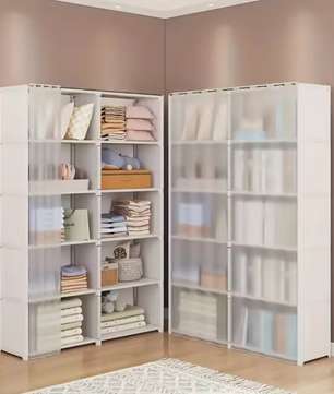 Stoffen Garderobekast met 6 Lagen – Opvouwbare Kledingkast met Metaalframe