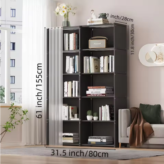 Stoffen Garderobekast met 6 Lagen – Opvouwbare Kledingkast met Metaalframe