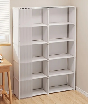 Stoffen Garderobekast met 6 Lagen – Opvouwbare Kledingkast met Metaalframe