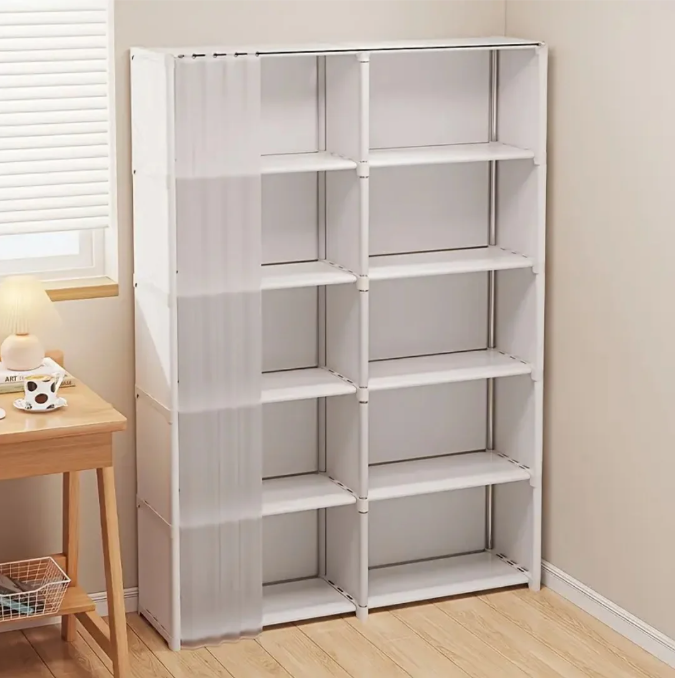 Stoffen Garderobekast met 6 Lagen – Opvouwbare Kledingkast met Metaalframe