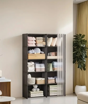 Stoffen Garderobekast met 6 Lagen – Opvouwbare Kledingkast met Metaalframe