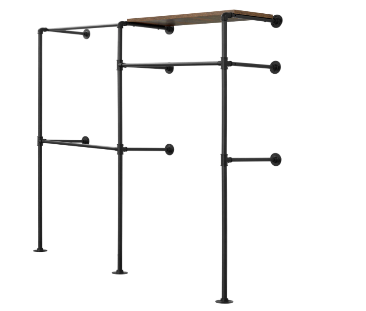 Industriële Wandkast Open Kledingrek – Met Planken en Roedes, 186 cm