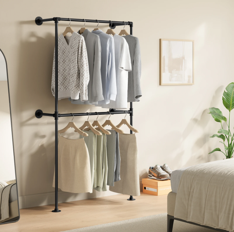 Industriële Wandkast Open Kledingrek – Met Planken en Roedes, 186 cm