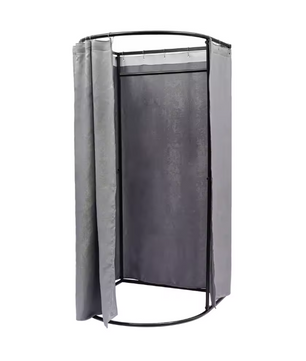 Vrijstaande Paskamer met Gordijn en Kledingrek – 100×95×200 cm, Grijs