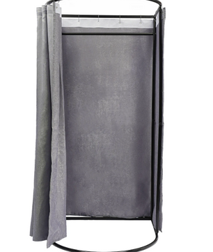Vrijstaande Paskamer met Gordijn en Kledingrek – 100×95×200 cm, Grijs
