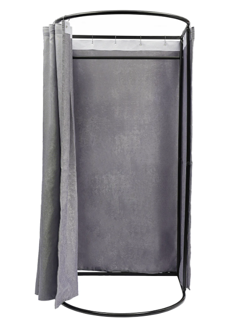 Vrijstaande Paskamer met Gordijn en Kledingrek – 100×95×200 cm, Grijs