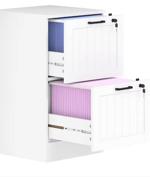 Houten Ladeblok met 2 Lades en Slot – Compact Kantooropbergmeubel voor A4 Documenten