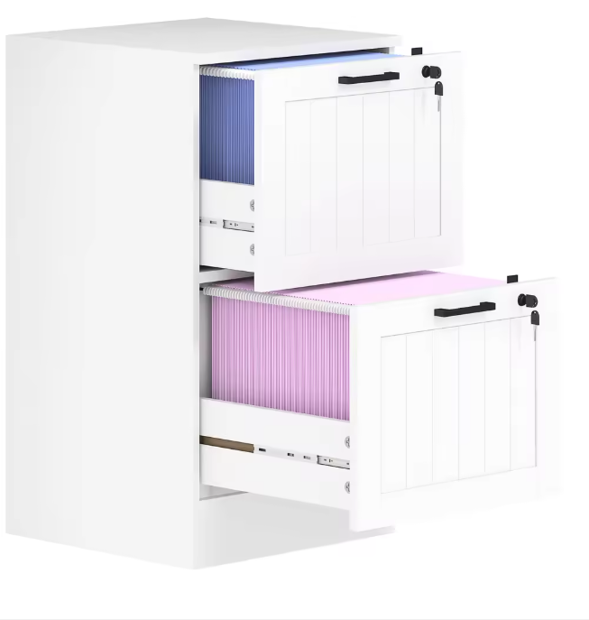 Houten Ladeblok met 2 Lades en Slot – Compact Kantooropbergmeubel voor A4 Documenten