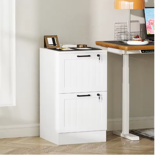 Houten Ladeblok met 2 Lades en Slot – Compact Kantooropbergmeubel voor A4 Documenten