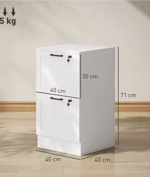 Houten Ladeblok met 2 Lades en Slot – Compact Kantooropbergmeubel voor A4 Documenten