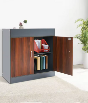 Opbergkast met 2 Deuren – MDF en Aluminium, 80x40x80 cm