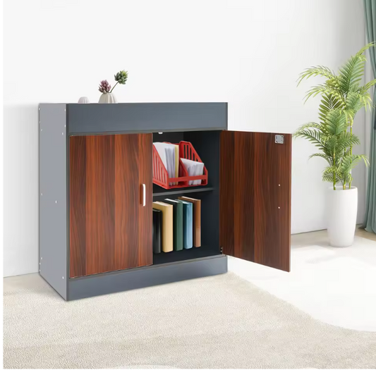 Opbergkast met 2 Deuren – MDF en Aluminium, 80x40x80 cm