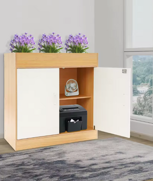 Opbergkast met 2 Deuren – MDF en Aluminium, 80x40x80 cm