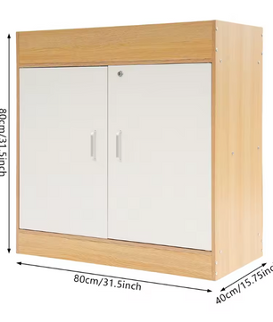 Opbergkast met 2 Deuren – MDF en Aluminium, 80x40x80 cm