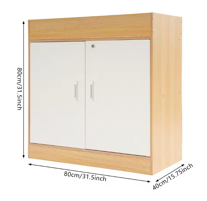 Opbergkast met 2 Deuren – MDF en Aluminium, 80x40x80 cm