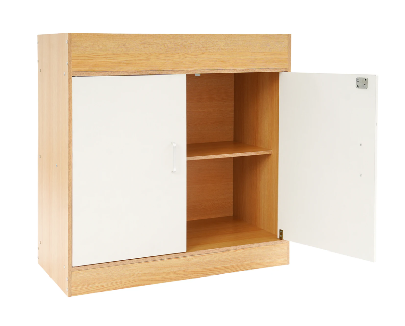 Opbergkast met 2 Deuren – MDF en Aluminium, 80x40x80 cm