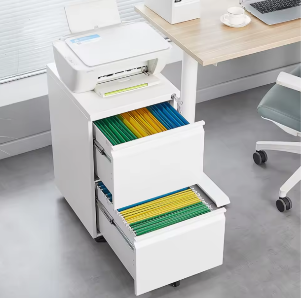 Metalen Ladeblok met 2 Lades – Afsluitbaar Mobiel Kantoorkastje