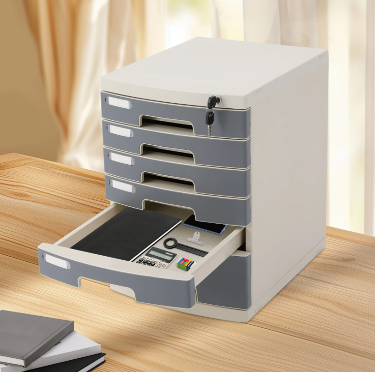 6-Laags Afsluitbare Bureau Organizer – Documentenlade met Slot