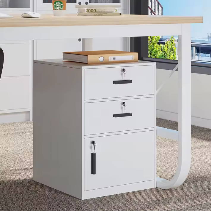 Houten Dossierkast met Slot – Mobiel Ladeblok op Wielen