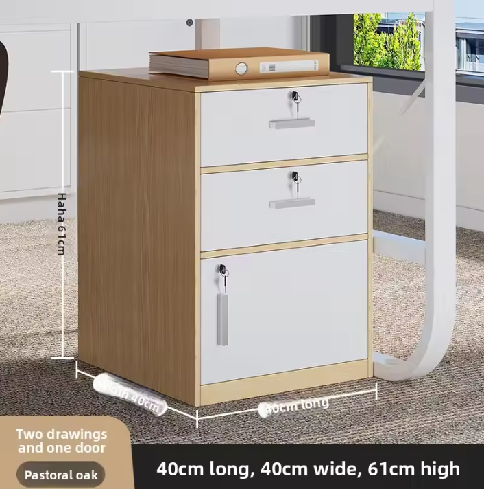 Houten Dossierkast met Slot – Mobiel Ladeblok op Wielen