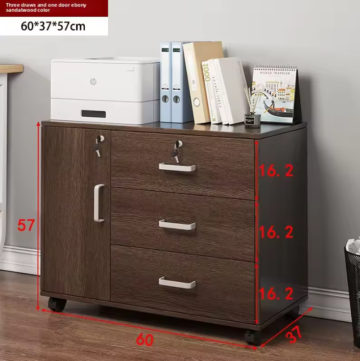 Houten Dossierkast met Slot – Mobiel Ladeblok op Wielen
