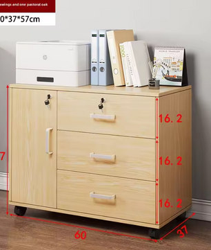 Houten Dossierkast met Slot – Mobiel Ladeblok op Wielen