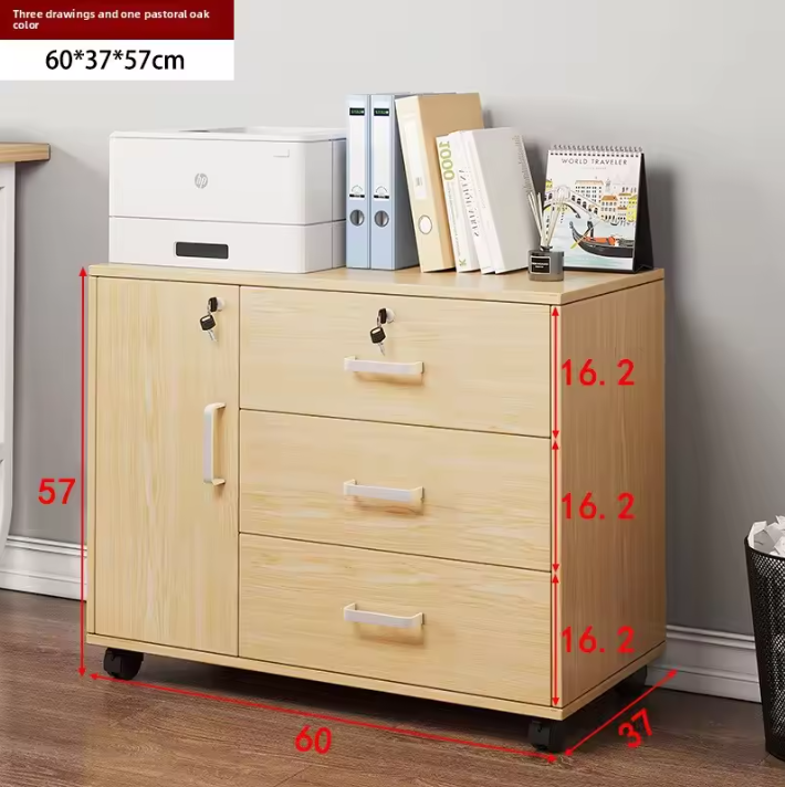 Houten Dossierkast met Slot – Mobiel Ladeblok op Wielen