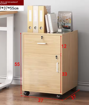 Houten Dossierkast met Slot – Mobiel Ladeblok op Wielen