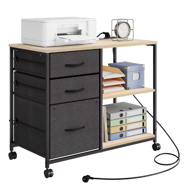 Archiefkast op Wielen met USB-Laadstation – 80 cm Vintage Bruin