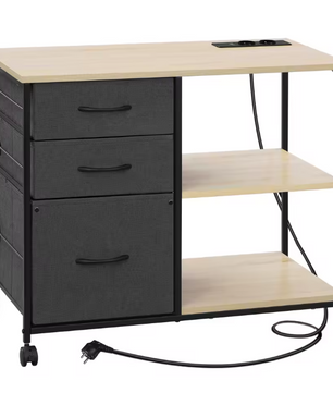 Archiefkast op Wielen met USB-Laadstation – 80 cm Vintage Bruin