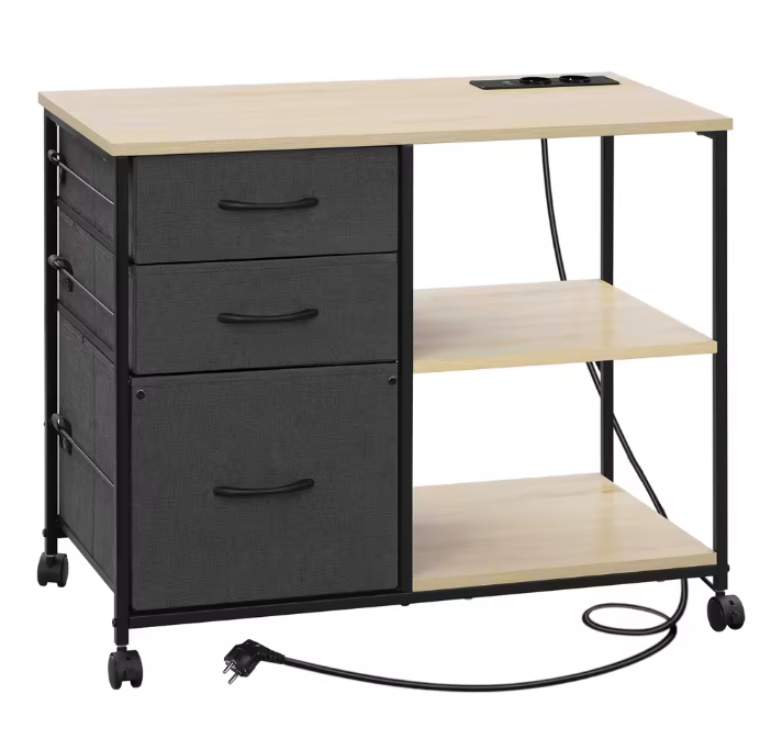 Archiefkast op Wielen met USB-Laadstation – 80 cm Vintage Bruin