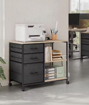 Verrijdbare Archiefkast met USB-laadstation – 80 cm, Eikenhout en Metaal