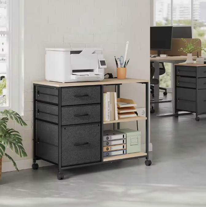 Archiefkast op Wielen met USB-Laadstation – 80 cm Vintage Bruin